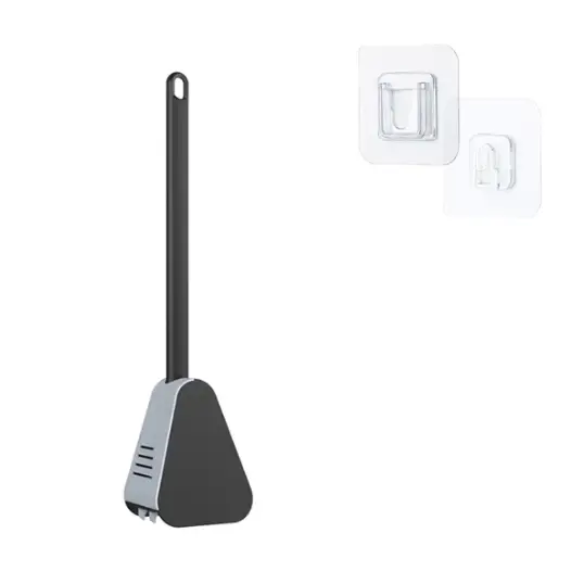 TriClean - Brosse de toilettes en Silicone Ultra - efficace ( + Support Offert) Noir
