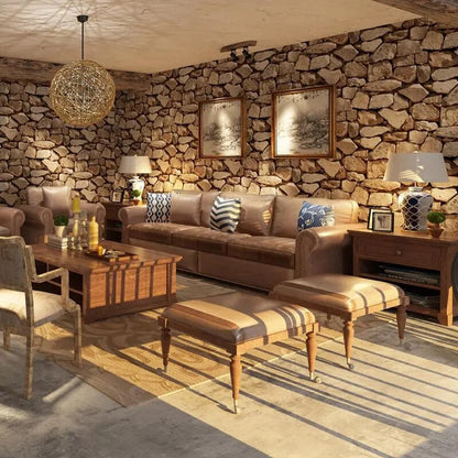 Trompe l'Oeil Mural Design de Mur de Pierres en Rouleau de 53 cm x 10 m