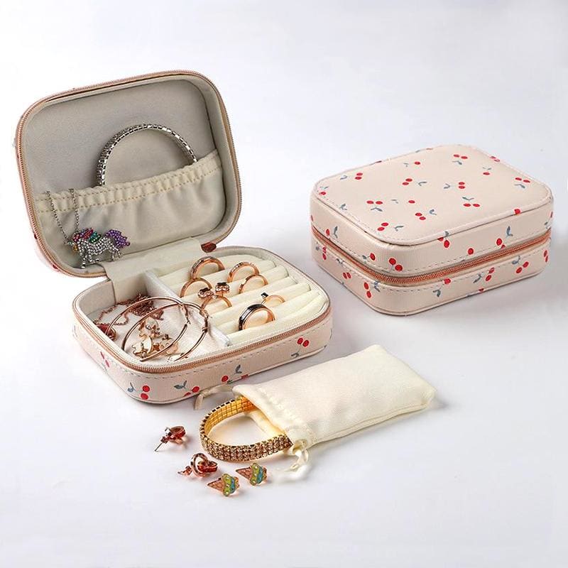 Trousse à bijoux de voyage motif cerises