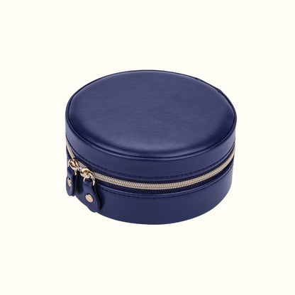 Trousse à bijoux de voyage en cuir ronde