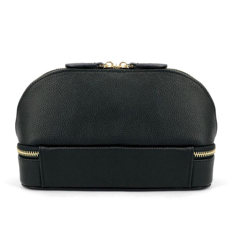 Trousse de maquillage et emplacements bijoux en cuir