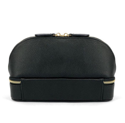 Trousse de maquillage et emplacements bijoux en cuir