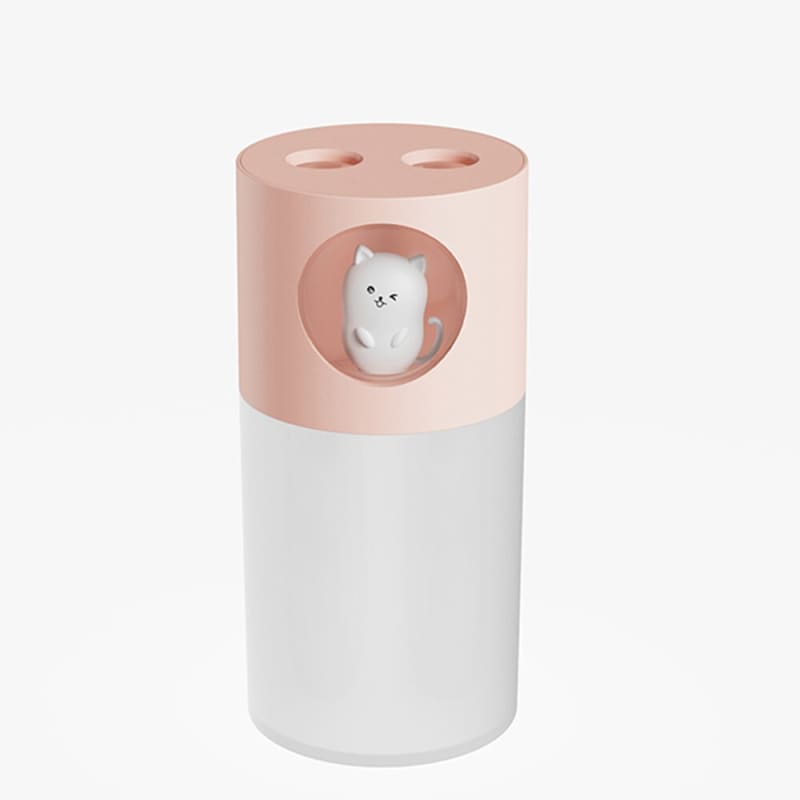 Veilleuse humidificateur d’air double pulvérisation / humidificateur d’air rose pour fille design chaton