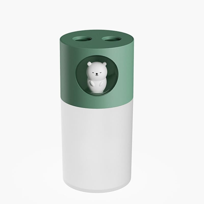Veilleuse humidificateur d’air double pulvérisation / humidificateur d’air vert ourson