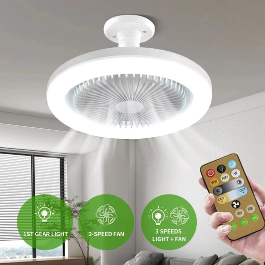 Ventilateur Plafond Lampe LED E27 pour Salon Chambre • JOYINLED