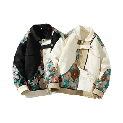 Veste harajuku japonaise homme fleurs