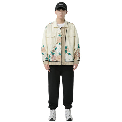 Veste harajuku japonaise homme fleurs
