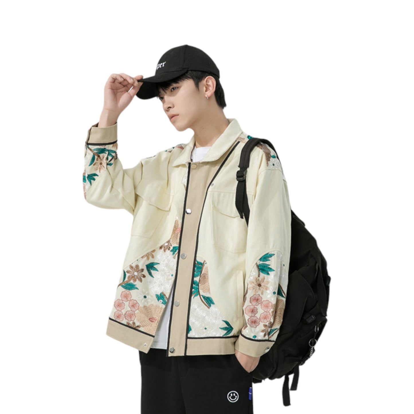 Veste harajuku japonaise homme fleurs
