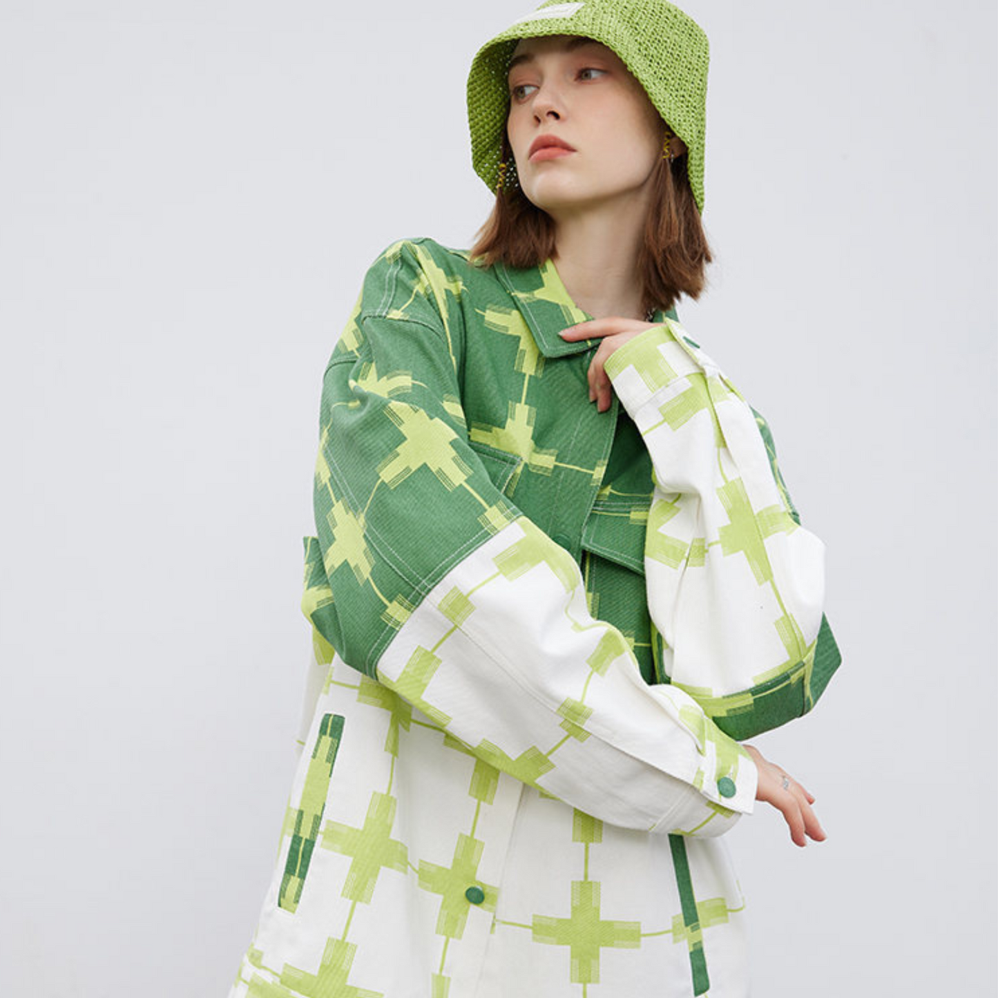 Veste streetwear verte et blanche