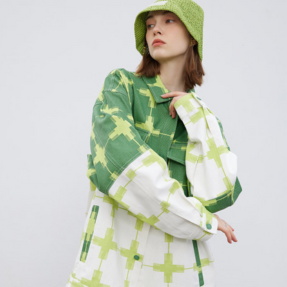 Veste streetwear verte et blanche