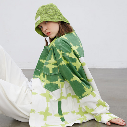 Veste streetwear verte et blanche