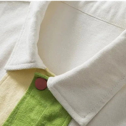 Veste en jean patchwork colorée