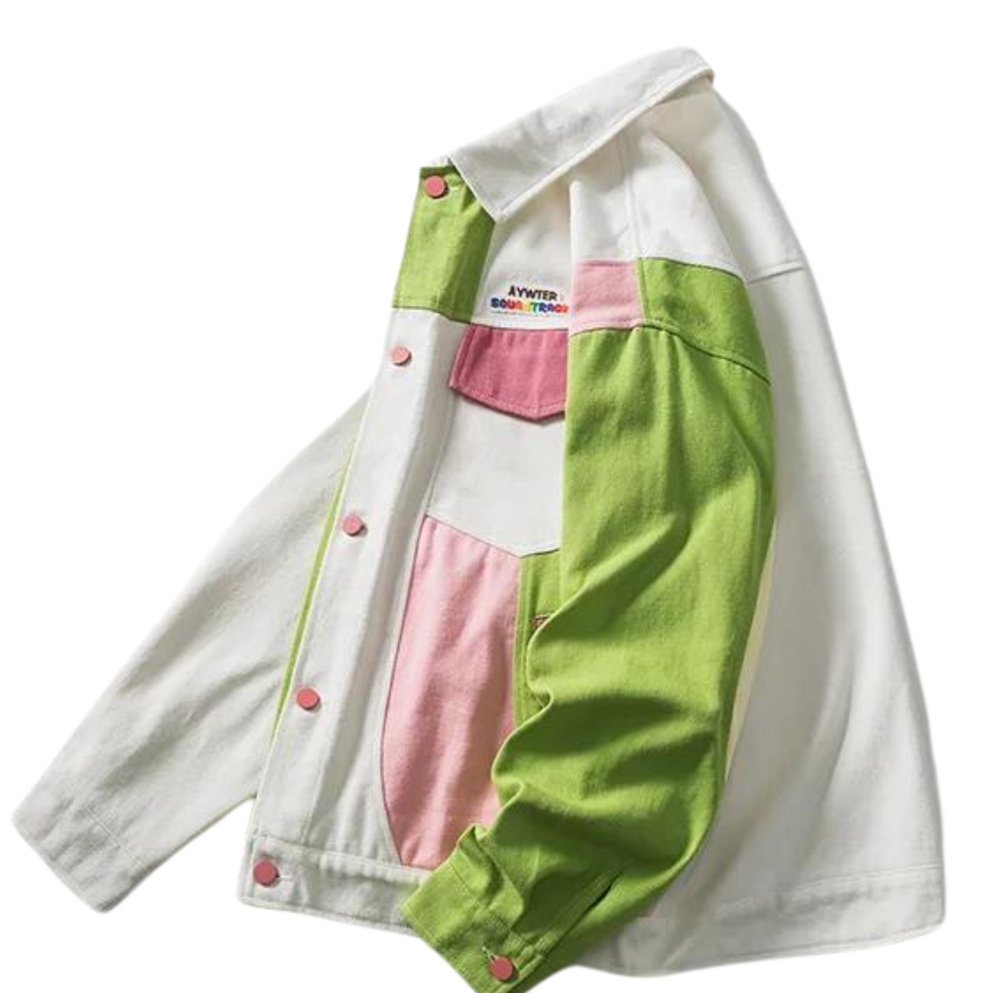 Veste en jean patchwork colorée