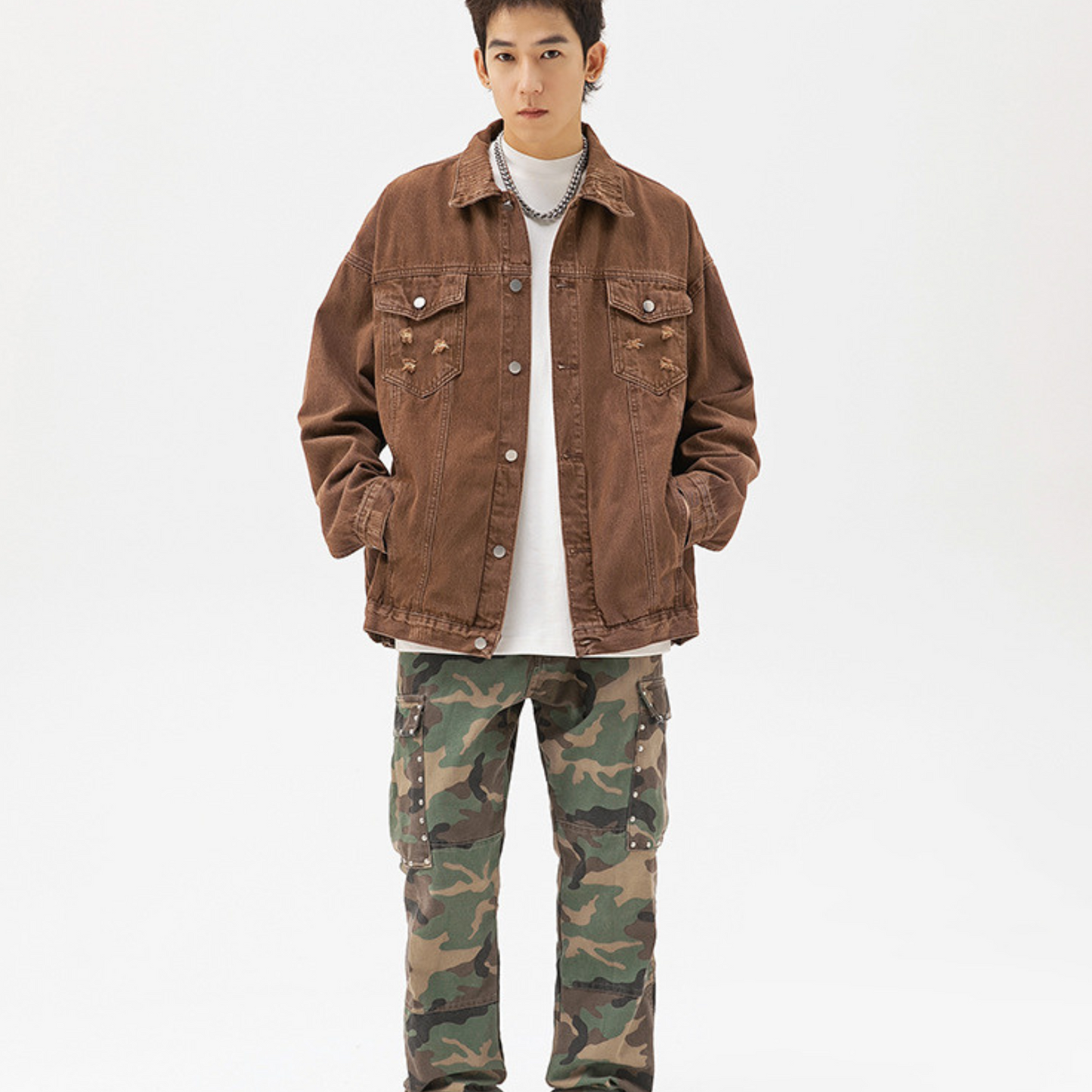 Veste en jean delave homme