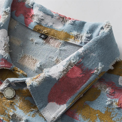 Veste en jean imprimée abstraite