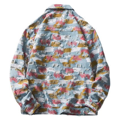 Veste en jean imprimée abstraite