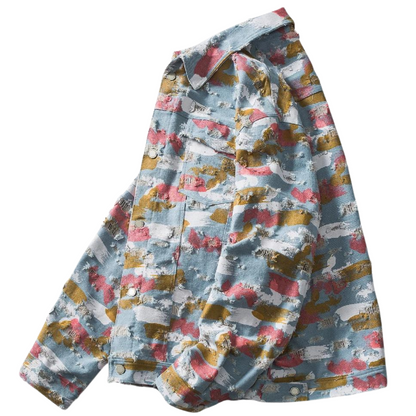 Veste en jean imprimée abstraite