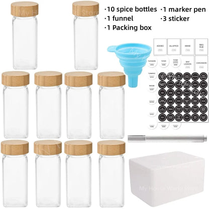 Vous cherchez à organiser vos épices de façon écologique et pratique ? Découvrez notre Ensemble de Pots à Épices en Verre & Bambou. 10pcs jars set